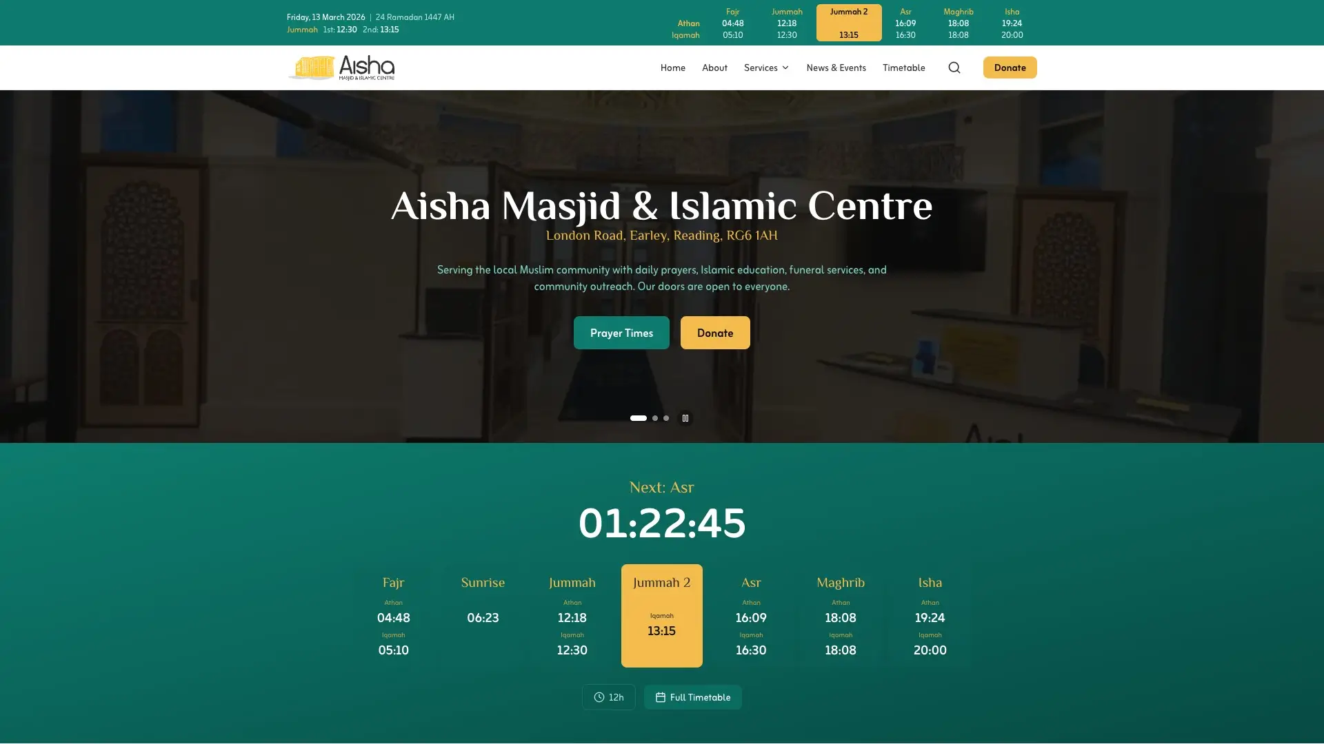 Aisha Masjid & Islamic Centre screenshot