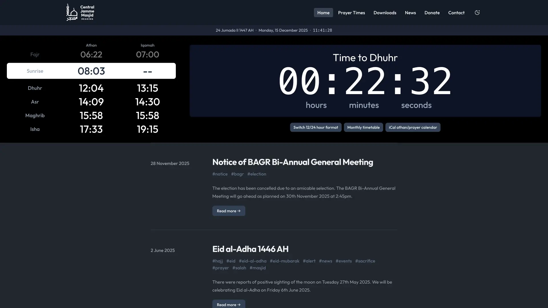 Central Jamme Masjid dark mode